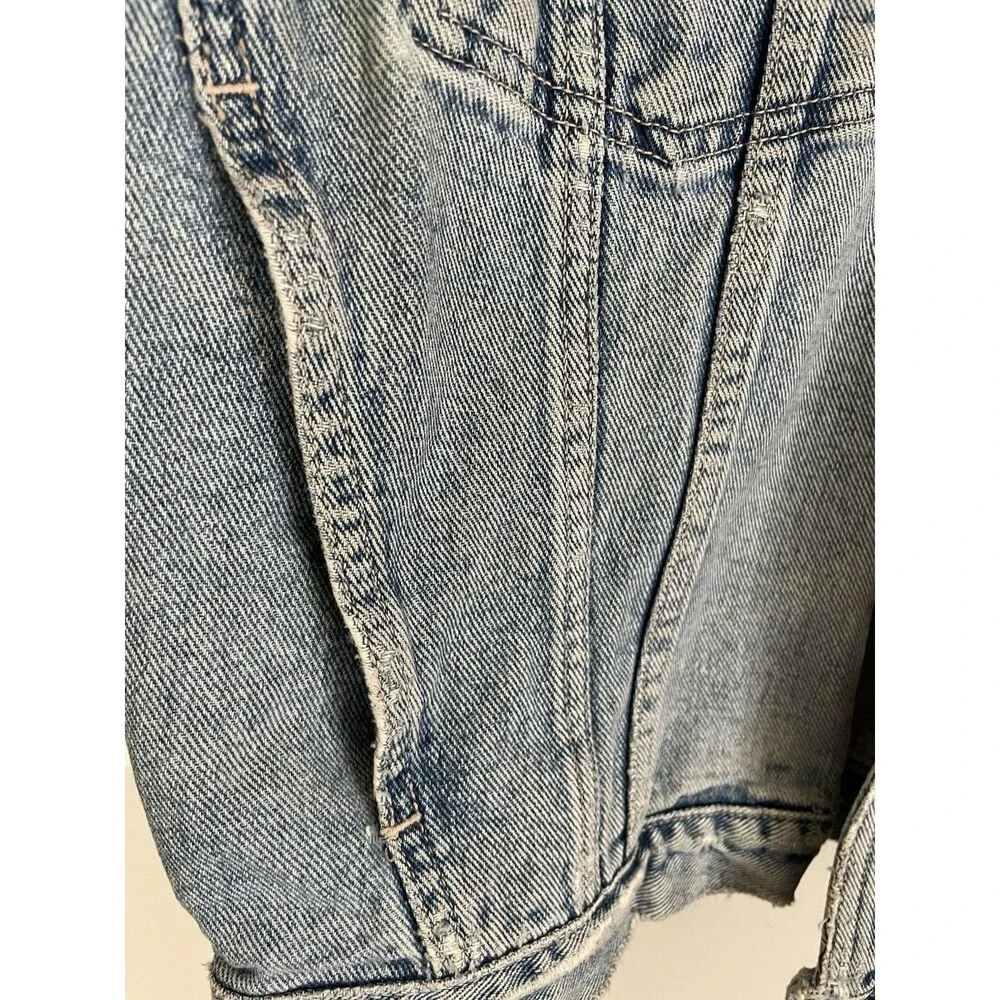 Vintage Banana Republic Travel & Safari Denim Jacket with Leather Trim Trucker L